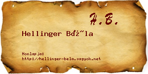 Hellinger Béla névjegykártya
